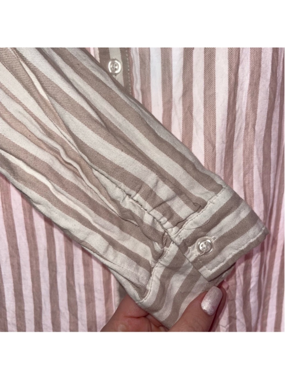 Zac & Rachel Cream & White Striped Button-Up Blouse - Women’s Medium - EUC - Picture 4 of 10